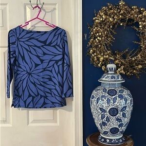 New Vineyard Vines Blue & Black Polyester & Spandex Long Sleeve Pullover Top XXS